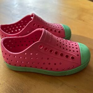 Native Shoes Pink and Green Slip-On Sneakers